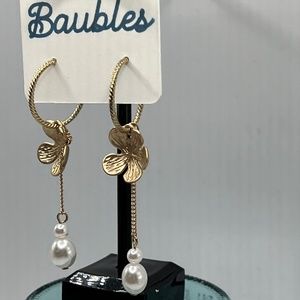 Baubles Pearl Floral Dangle Drop Earrings $12 or bundle 3 for $20